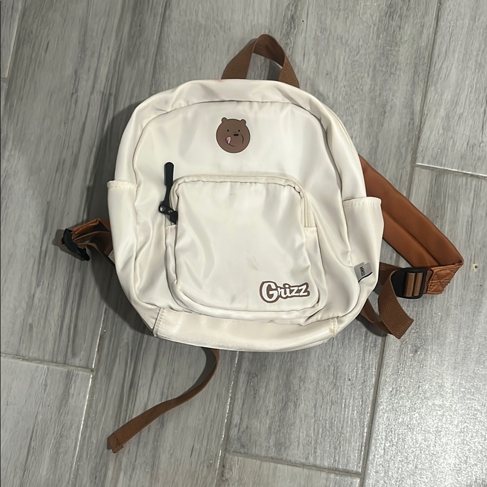 Cream and Brown Men's Backpack